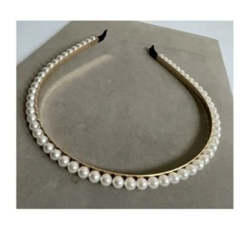 High Quality Bridal Pearl Headband – Gold Tone Faux Pearl Hair Accessory
